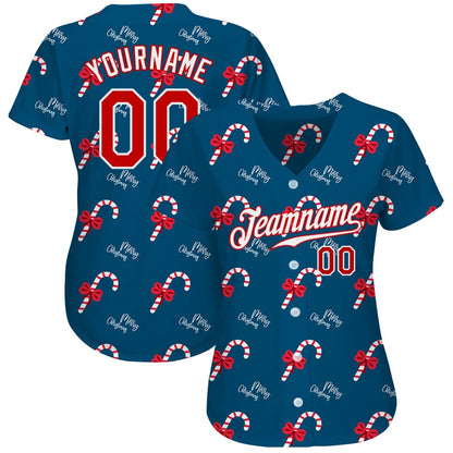 Cool Baseball Jersey, Custom Teal Red White Christmas 3D Authentic Baseball Jersey, Best Baseball Jerseys