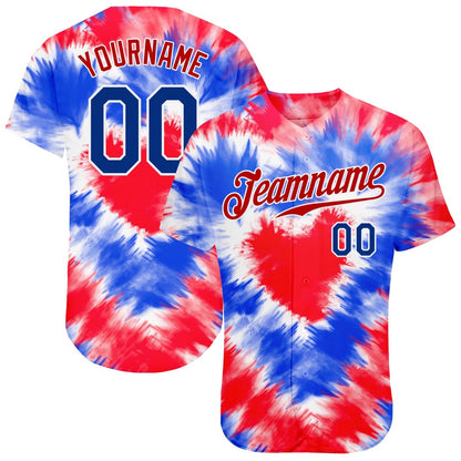 Cool Baseball Jersey, Custom Tie Dye Royal Red 3D American Flag Authentic Baseball Jersey, Best Baseball Jerseys