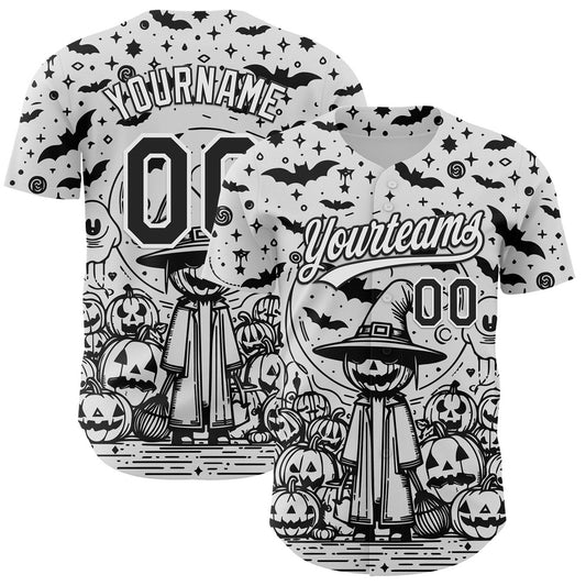 Cool Baseball Jersey, Custom White Black 3D Halloween Authentic Baseball Jersey, Best Baseball Jerseys