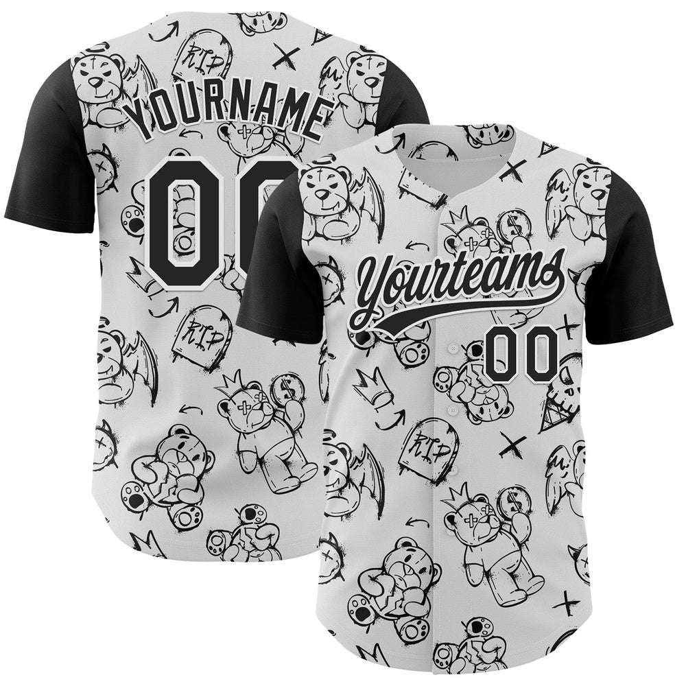 Cool Baseball Jersey, Custom White Black 3D Pattern Halloween Authentic Baseball Jersey, Best Baseball Jerseys