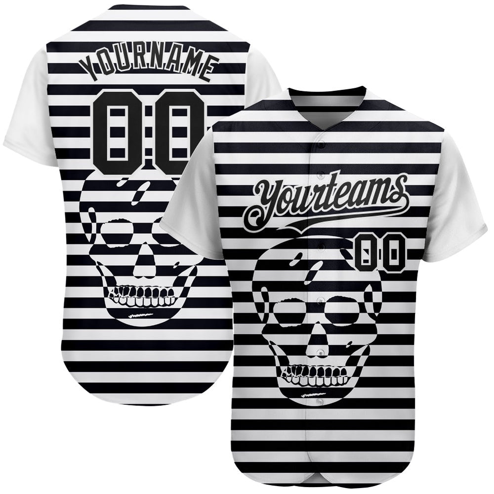 Cool Baseball Jersey, Custom White Black 3D Skull Fashion Authentic Baseball Jersey, Best Baseball Jerseys