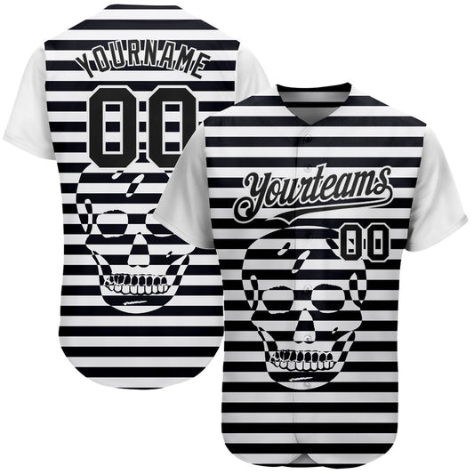 Cool Baseball Jersey, Custom White Black 3D Skull Fashion Authentic Baseball Jersey, Best Baseball Jerseys