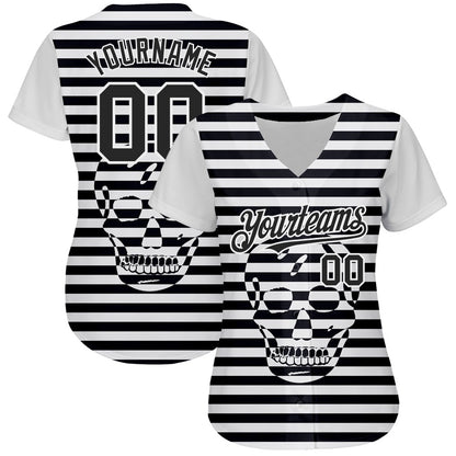 Cool Baseball Jersey, Custom White Black 3D Skull Fashion Authentic Baseball Jersey, Best Baseball Jerseys