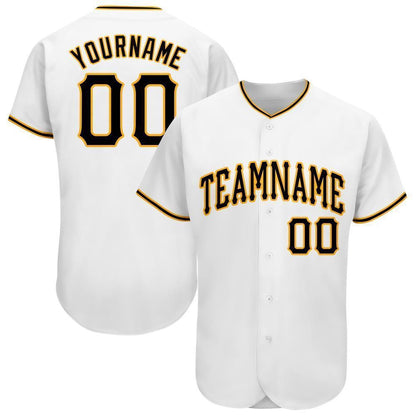 Cool Baseball Jersey, Custom White Black Gold Baseball Jersey, Best Baseball Jerseys