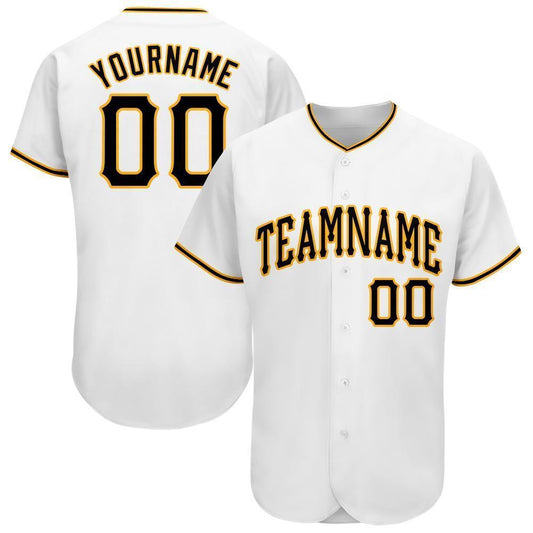 Cool Baseball Jersey, Custom White Black Gold Baseball Jersey, Best Baseball Jerseys