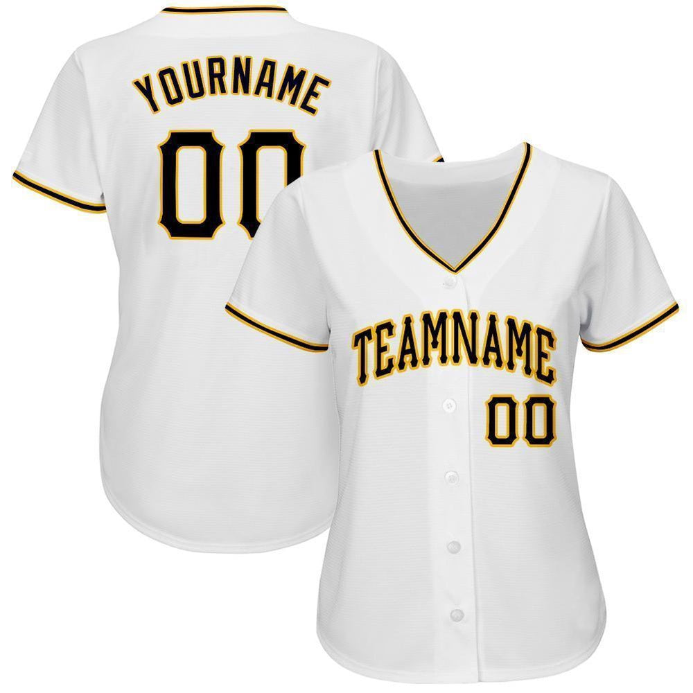 Cool Baseball Jersey, Custom White Black Gold Baseball Jersey, Best Baseball Jerseys