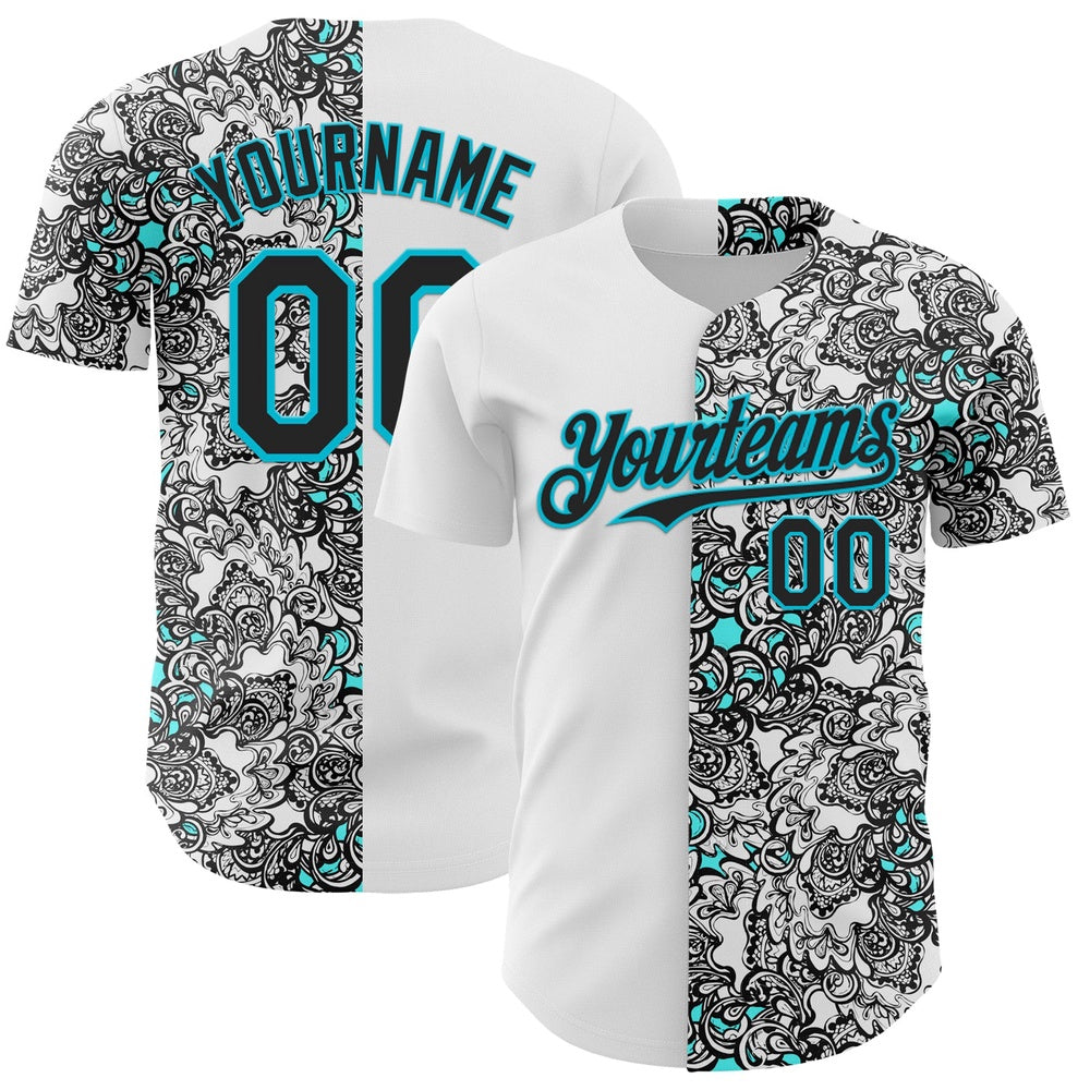 Cool Baseball Jersey, Custom White Black Lakes Blue 3D Pattern Design Vintage Tattoos Authentic Baseball Jersey, Best Baseball Jerseys