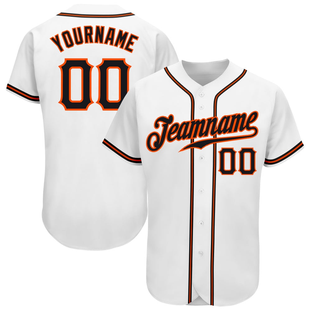 Cool Baseball Jersey, Custom White Black Orange Authentic Baseball Jersey, Best Baseball Jerseys