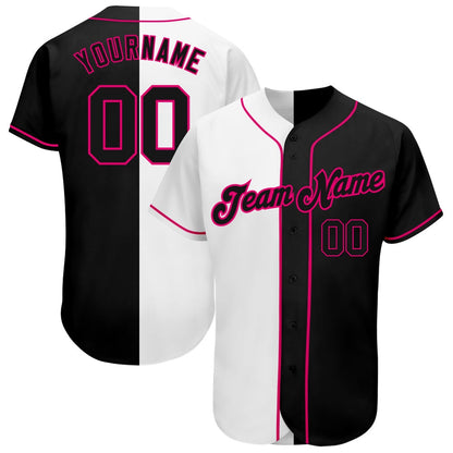 Cool Baseball Jersey, Custom White Black Pink Authentic Split Fashion Baseball Jersey, Best Baseball Jerseys