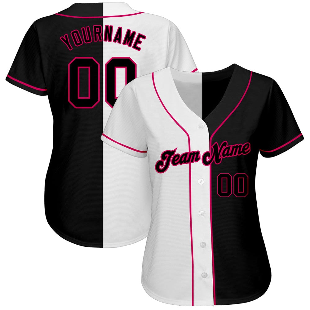 Cool Baseball Jersey, Custom White Black Pink Authentic Split Fashion Baseball Jersey, Best Baseball Jerseys