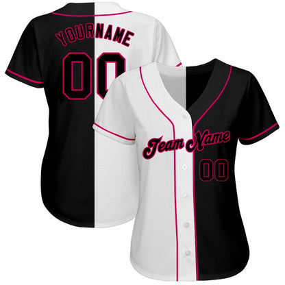 Cool Baseball Jersey, Custom White Black Pink Authentic Split Fashion Baseball Jersey, Best Baseball Jerseys