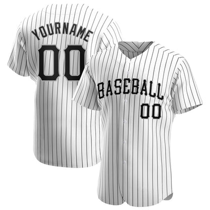 Cool Baseball Jersey, Custom White Black Pinstripe Black Gray Authentic Baseball Jersey, Best Baseball Jerseys
