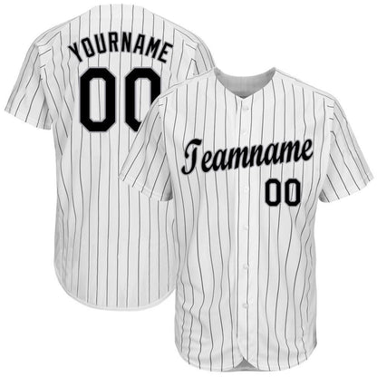 Cool Baseball Jersey, Custom White Black Pinstripe Black Gray Baseball Jersey, Best Baseball Jerseys