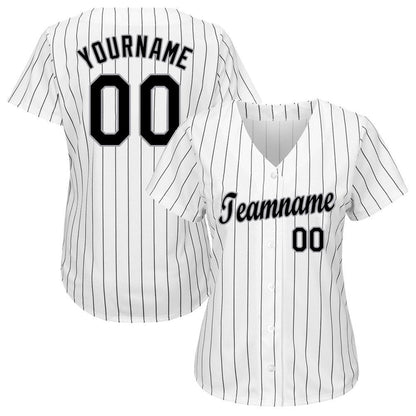 Cool Baseball Jersey, Custom White Black Pinstripe Black Gray Baseball Jersey, Best Baseball Jerseys