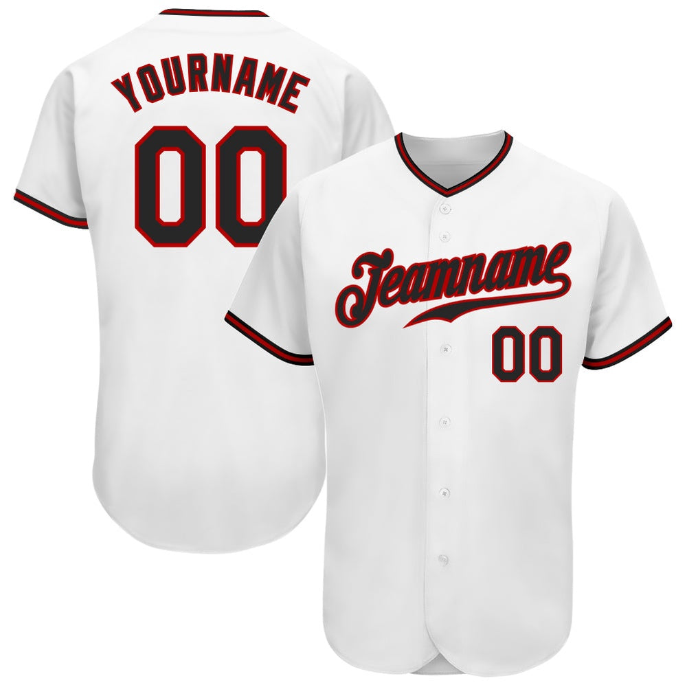 Cool Baseball Jersey, Custom White Black Red Authentic Baseball Jersey, Best Baseball Jerseys