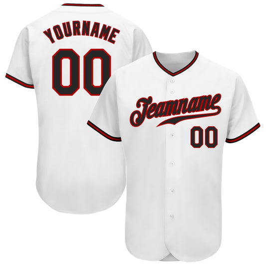 Cool Baseball Jersey, Custom White Black Red Authentic Baseball Jersey, Best Baseball Jerseys
