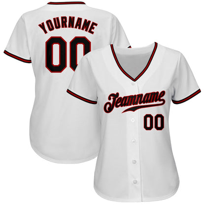 Cool Baseball Jersey, Custom White Black Red Authentic Baseball Jersey, Best Baseball Jerseys