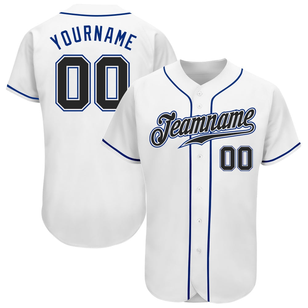 Cool Baseball Jersey, Custom White Black Royal Authentic Baseball Jersey, Best Baseball Jerseys