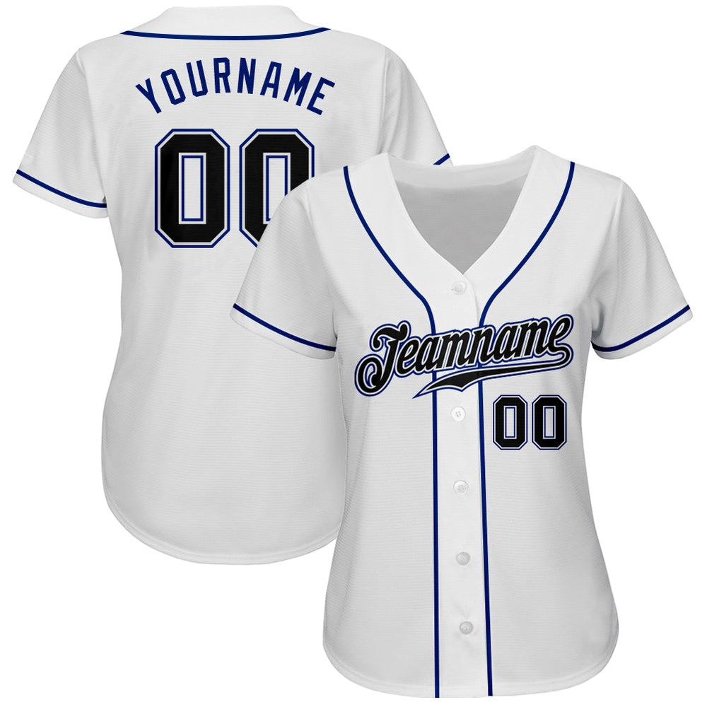 Cool Baseball Jersey, Custom White Black Royal Authentic Baseball Jersey, Best Baseball Jerseys