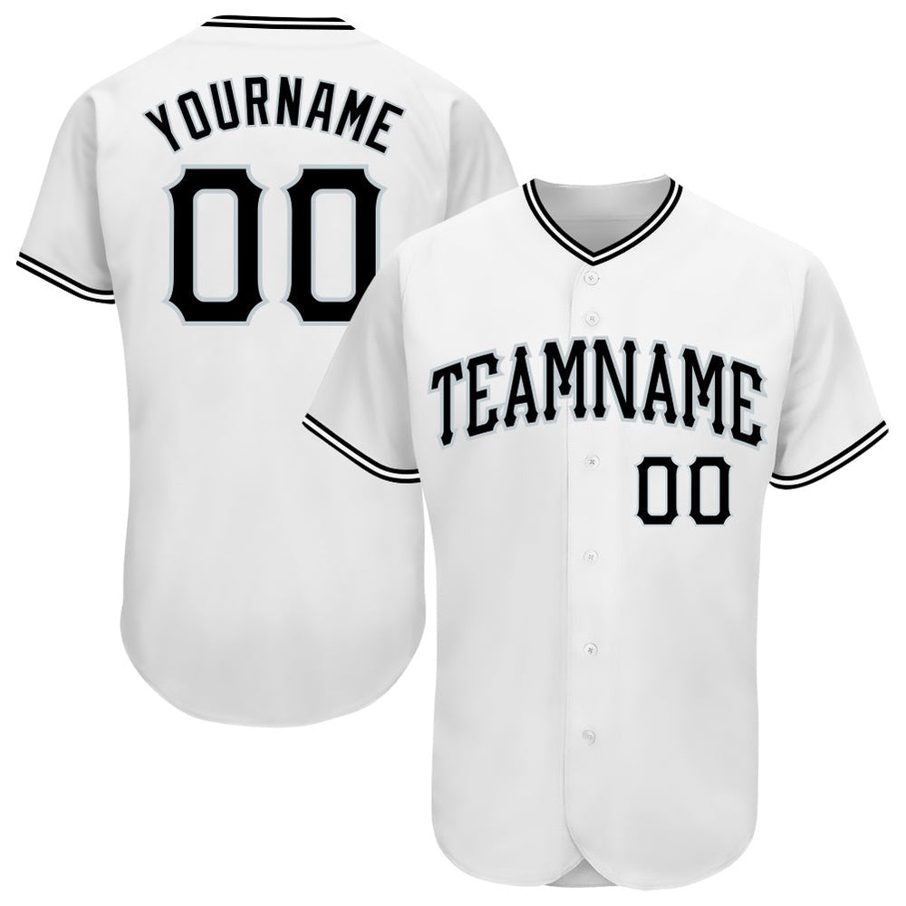 Cool Baseball Jersey, Custom White Black Silver Authentic Baseball Jersey, Best Baseball Jerseys