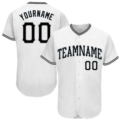 Cool Baseball Jersey, Custom White Black Silver Authentic Baseball Jersey, Best Baseball Jerseys