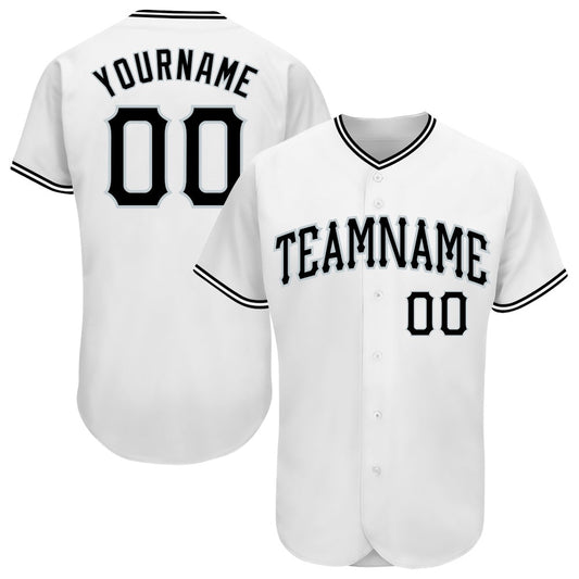 Cool Baseball Jersey, Custom White Black Silver Authentic Baseball Jersey, Best Baseball Jerseys