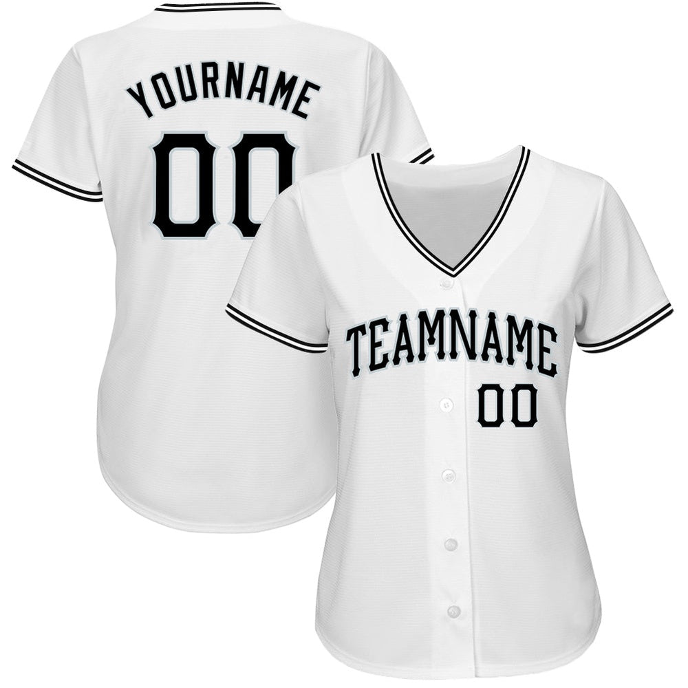 Cool Baseball Jersey, Custom White Black Silver Authentic Baseball Jersey, Best Baseball Jerseys