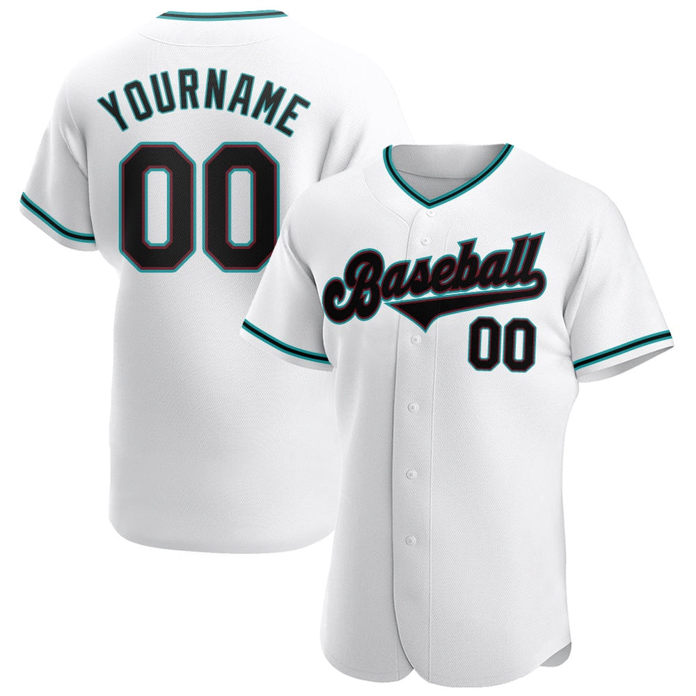 Cool Baseball Jersey, Custom White Black Teal Authentic Baseball Jersey, Best Baseball Jerseys
