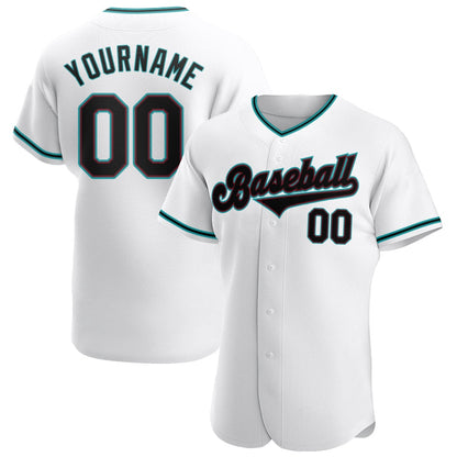 Cool Baseball Jersey, Custom White Black Teal Authentic Baseball Jersey, Best Baseball Jerseys