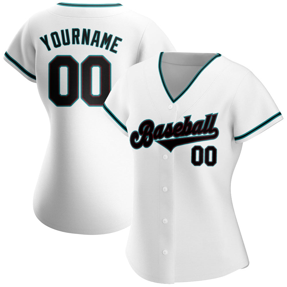 Cool Baseball Jersey, Custom White Black Teal Authentic Baseball Jersey, Best Baseball Jerseys