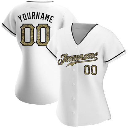 Cool Baseball Jersey, Custom White Camo Black Authentic Baseball Jersey, Best Baseball Jerseys
