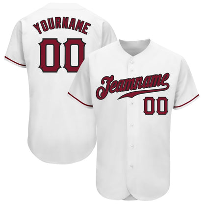 Cool Baseball Jersey, Custom White Crimson Black Authentic Baseball Jersey, Best Baseball Jerseys
