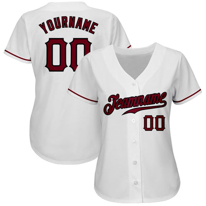 Cool Baseball Jersey, Custom White Crimson Black Authentic Baseball Jersey, Best Baseball Jerseys