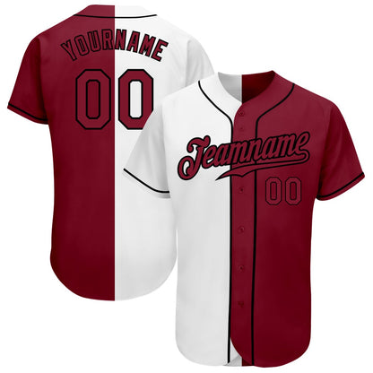 Cool Baseball Jersey, Custom White Crimson Black Authentic Split Fashion Baseball Jersey, Best Baseball Jerseys