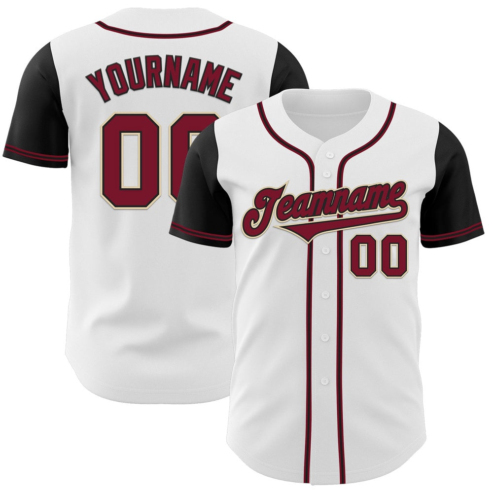 Cool Baseball Jersey, Custom White Crimson Black Authentic Two Tone Baseball Jersey, Best Baseball Jerseys