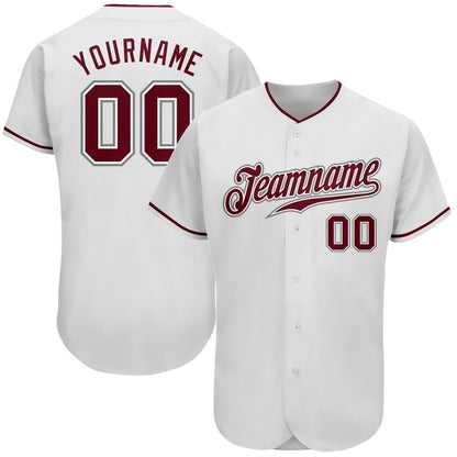 Cool Baseball Jersey, Custom White Crimson Gray Authentic Baseball Jersey, Best Baseball Jerseys
