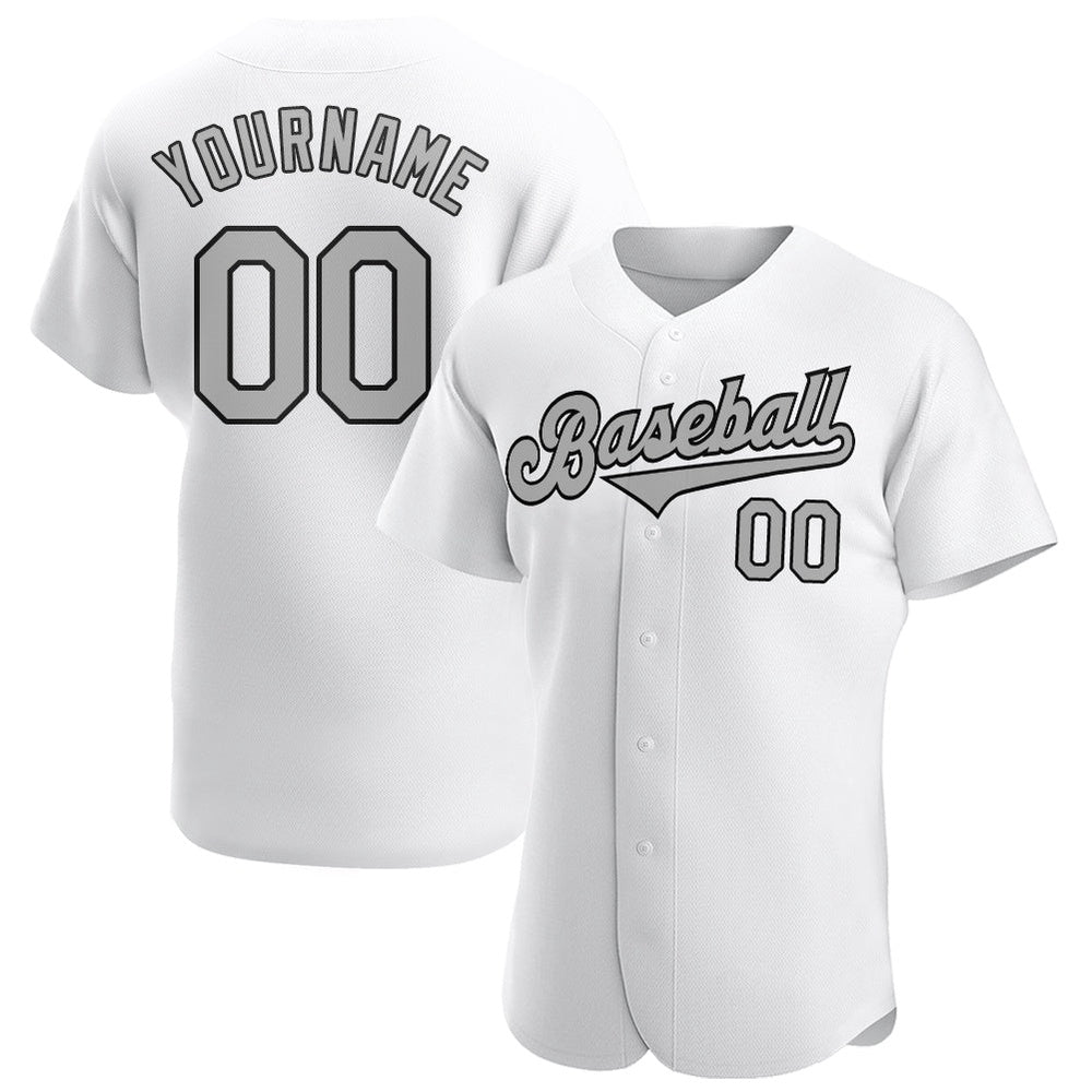 Cool Baseball Jersey, Custom White Gray Black Authentic Baseball Jersey, Best Baseball Jerseys