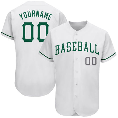 Cool Baseball Jersey, Custom White Kelly Green Gray Authentic St Patrick's Day Baseball Jersey, Best Baseball Jerseys
