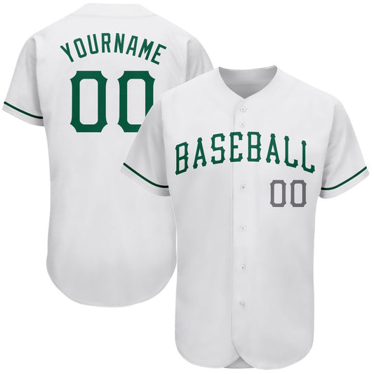 Cool Baseball Jersey, Custom White Kelly Green Gray Authentic St Patrick's Day Baseball Jersey, Best Baseball Jerseys