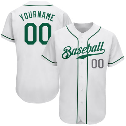 Cool Baseball Jersey, Custom White Kelly Green Light Gray Authentic Baseball Jersey, Best Baseball Jerseys
