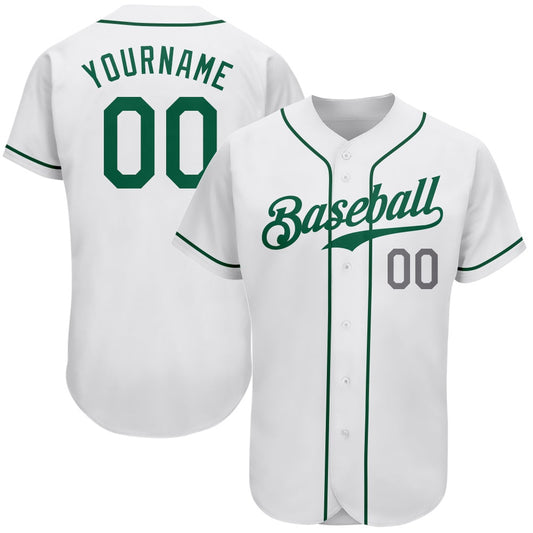 Cool Baseball Jersey, Custom White Kelly Green Light Gray Authentic Baseball Jersey, Best Baseball Jerseys