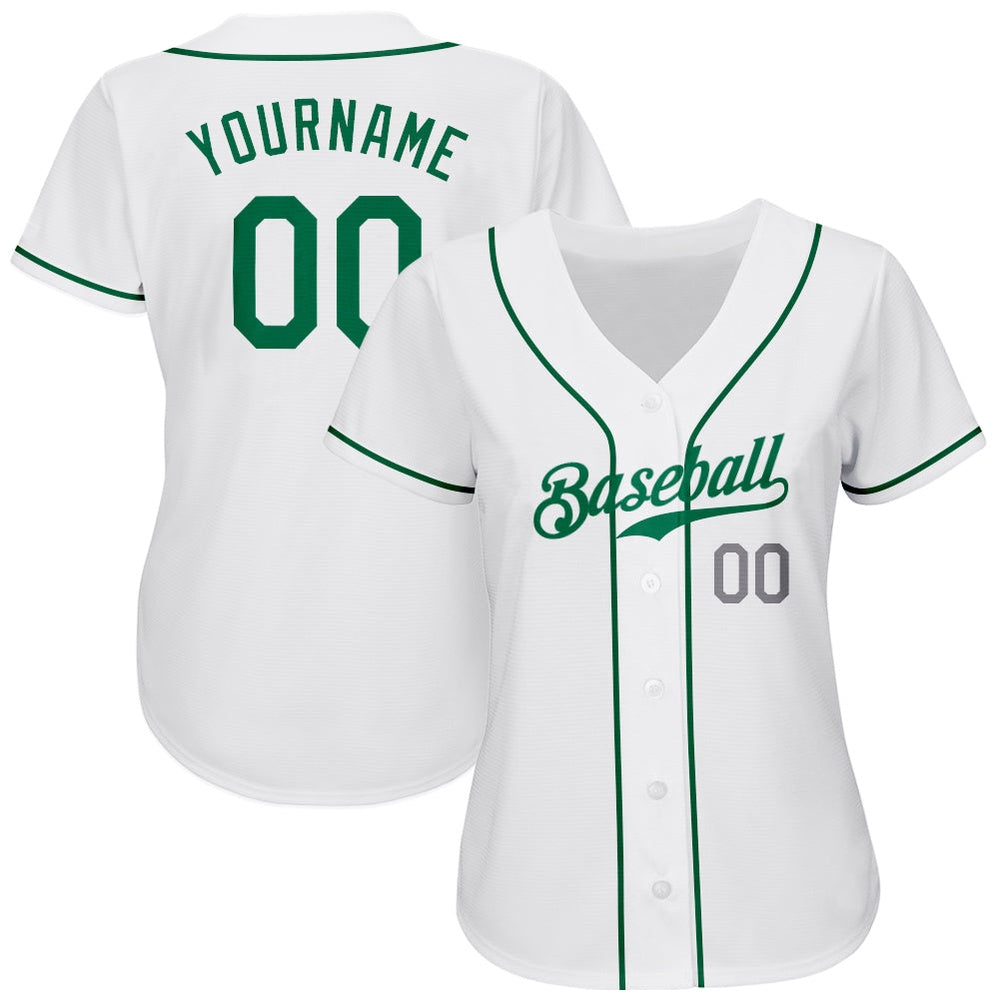 Cool Baseball Jersey, Custom White Kelly Green Light Gray Authentic Baseball Jersey, Best Baseball Jerseys