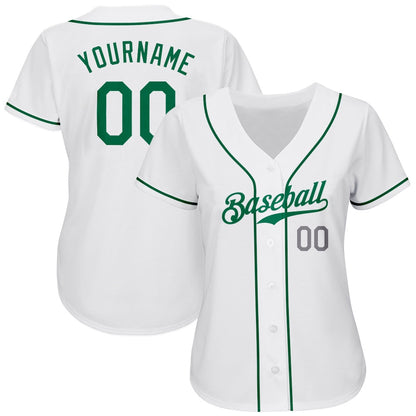 Cool Baseball Jersey, Custom White Kelly Green Light Gray Authentic Baseball Jersey, Best Baseball Jerseys