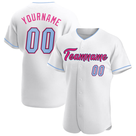 Cool Baseball Jersey, Custom White Light Blue Black Hot Pink Authentic Baseball Jersey, Best Baseball Jerseys