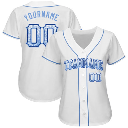 Cool Baseball Jersey, Custom White Light Blue Royal Authentic Drift Fashion Baseball Jersey, Best Baseball Jerseys