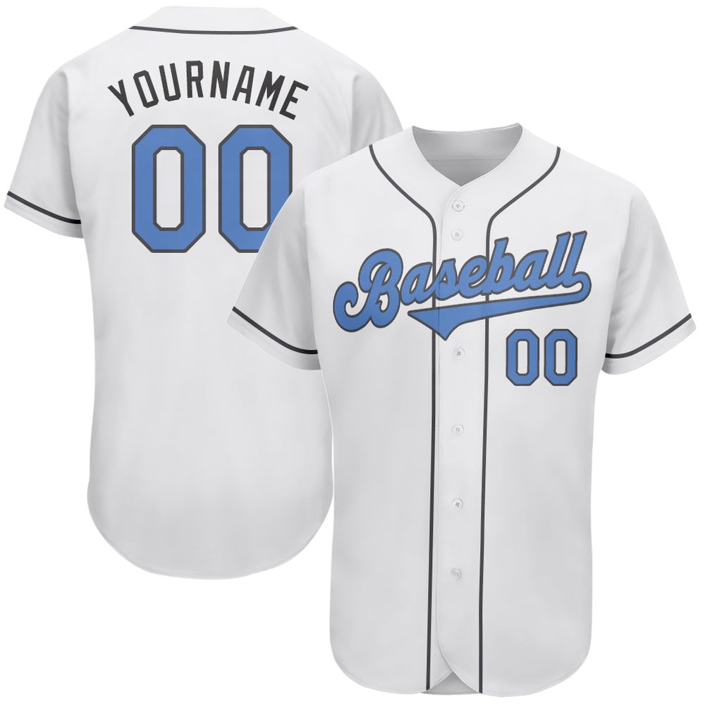 Cool Baseball Jersey, Custom White Light Blue Steel Gray Authentic Father's Day Baseball Jersey, Best Baseball Jerseys