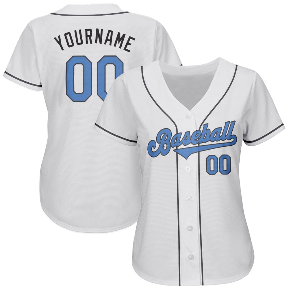 Cool Baseball Jersey, Custom White Light Blue Steel Gray Authentic Father's Day Baseball Jersey, Best Baseball Jerseys