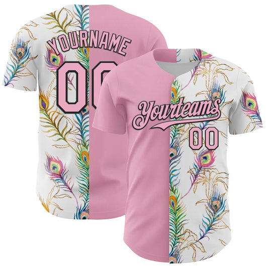 Cool Baseball Jersey, Custom White Light Pink Black 3D Pattern Design Vintage Tattoos Authentic Baseball Jersey, Best Baseball Jerseys