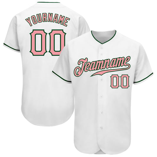 Cool Baseball Jersey, Custom White Medium Pink Green Authentic Baseball Jersey, Best Baseball Jerseys