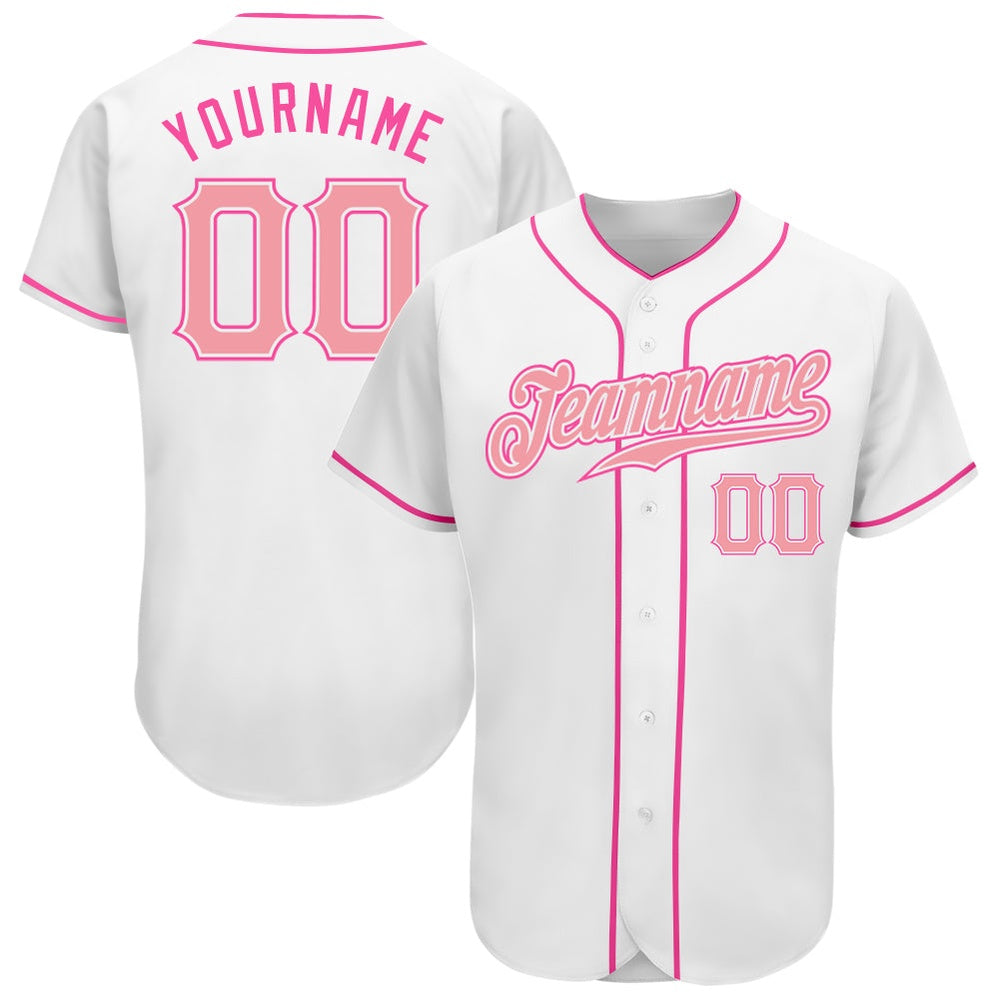 Cool Baseball Jersey, Custom White Medium Pink Pink Authentic Baseball Jersey, Best Baseball Jerseys